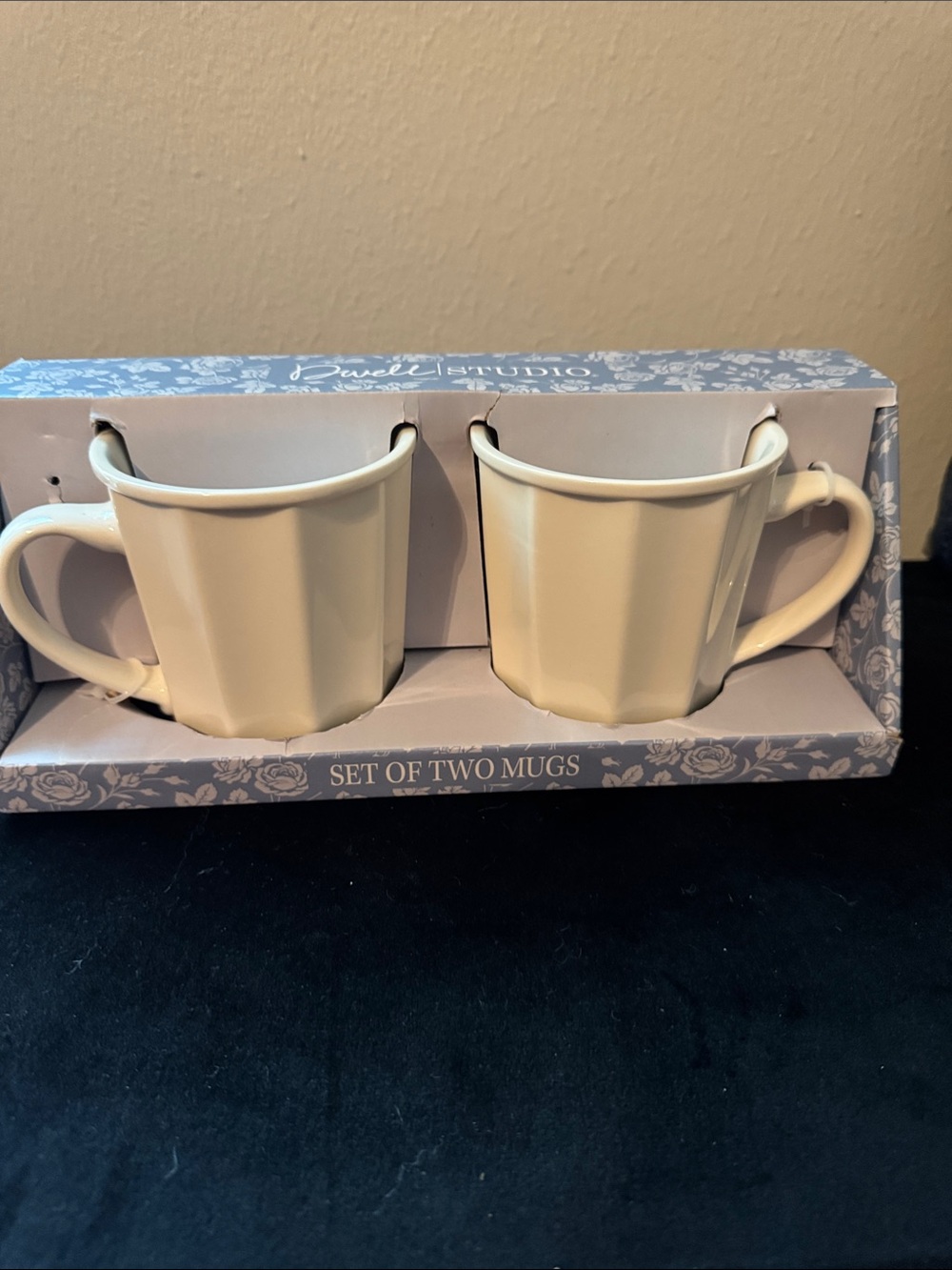 Studio Cream Faceted Ceramic Mug Set of 2